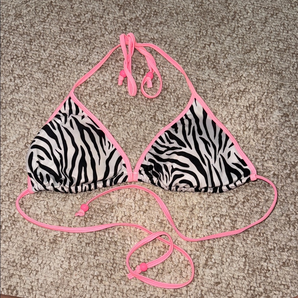 Dreamgirl Zebra Print Bikini Top with Pink Accents